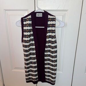 White and Purple Striped Cardigan Sweater